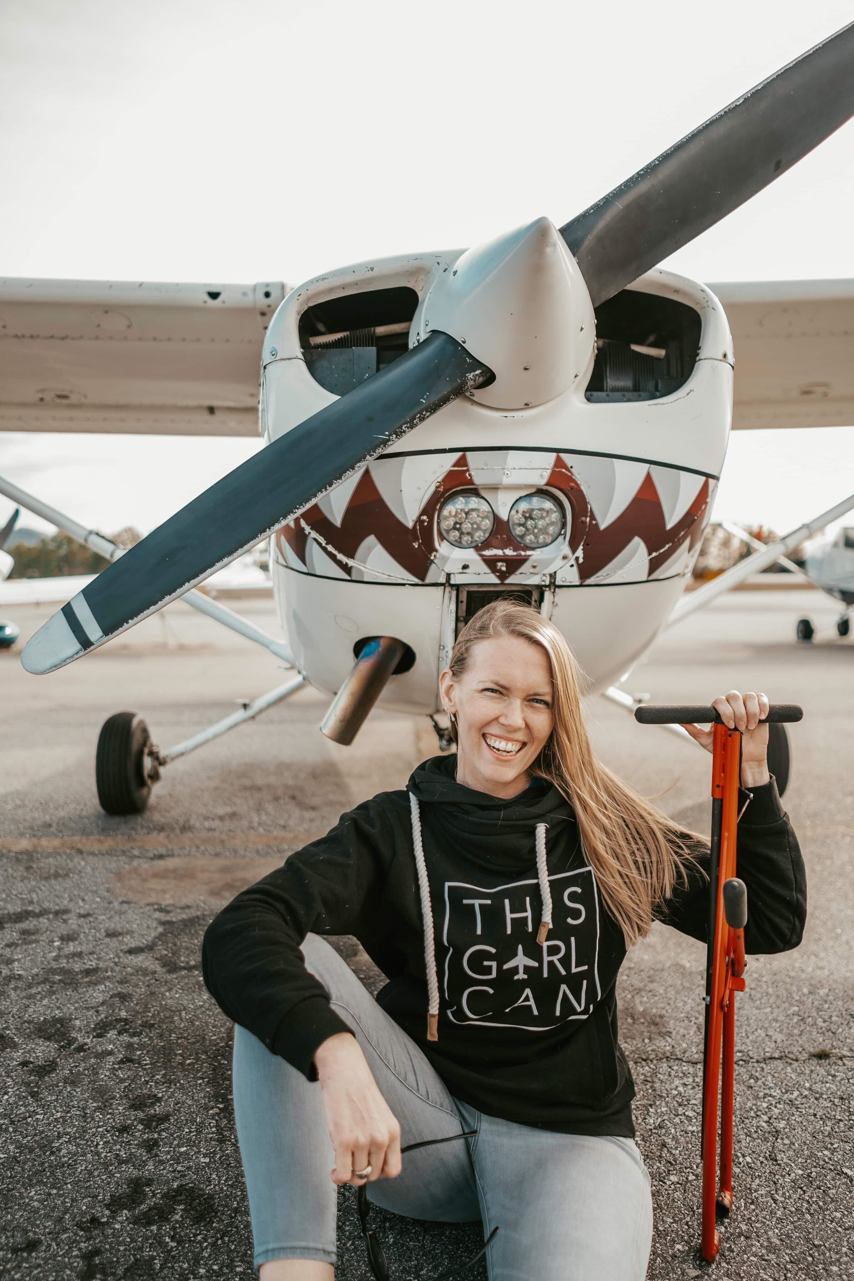 Christine with plane