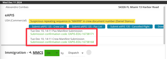 After submission, you can see the date, time, and confirmation number(s).