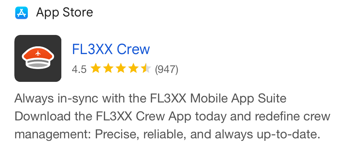 FL3XX Crew App Ratings App Store