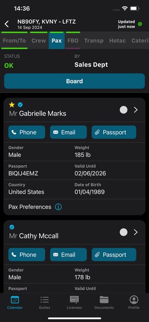 Accessing the Passenger Boarding Feature