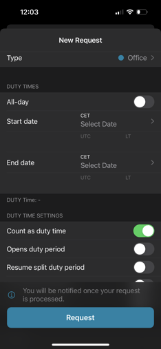 Duty Settings
