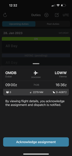 Acknowledge a Flight Assignment