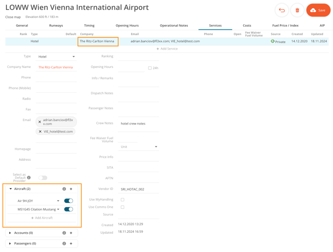 Preferred Service Provider selection for Airports