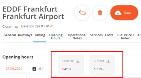Sunrise sunset Airport