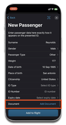 Add passport mobile