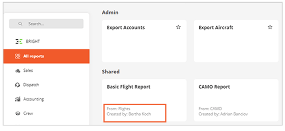 Shared Reports Origin
