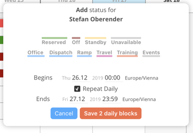 "Repeat Daily" Options 
