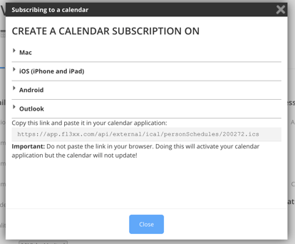 Subscribing to Personal Calendar 