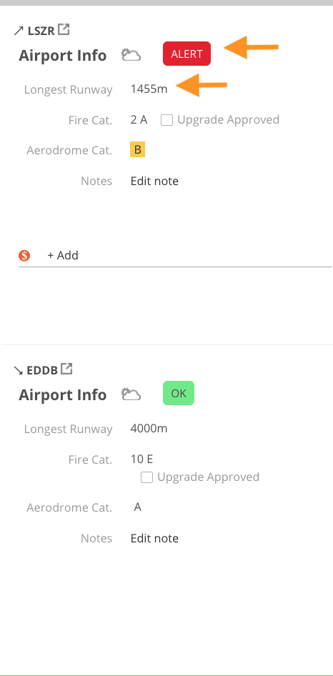 Runway Lengths & Alerts