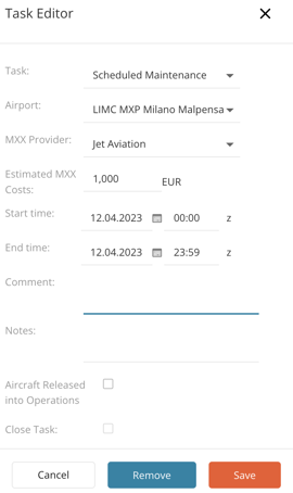 Inserting Maintenance Events  