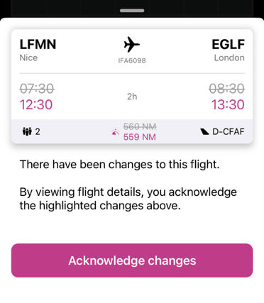 Flight Amendment / Modified Flight