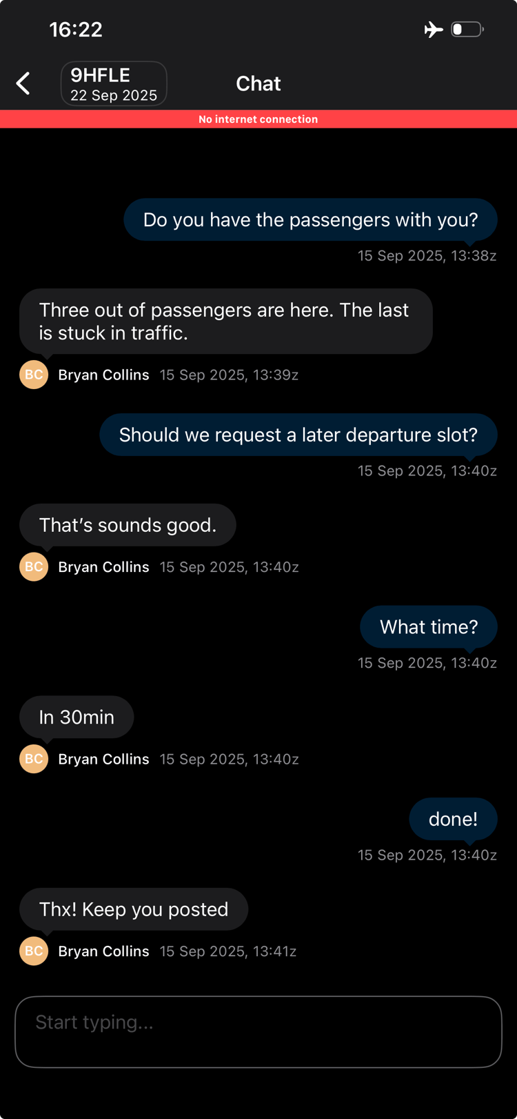 Dispatch App - FL3XX Chat
