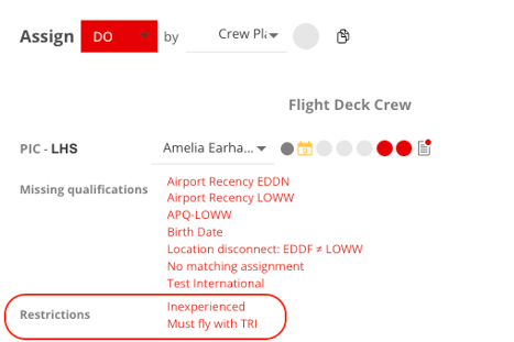 Crew restrictions in Dispatch