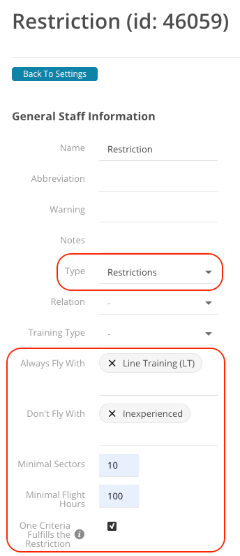 Crew Restriction Types