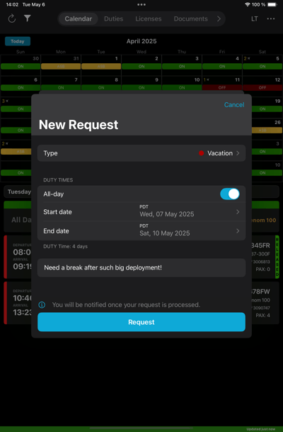 Simulator Screenshot - iPad mini (A17 Pro) - new request