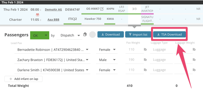TSA Download Button