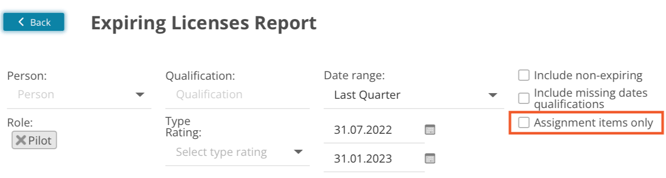 Expiring Licenses Report Adjustments