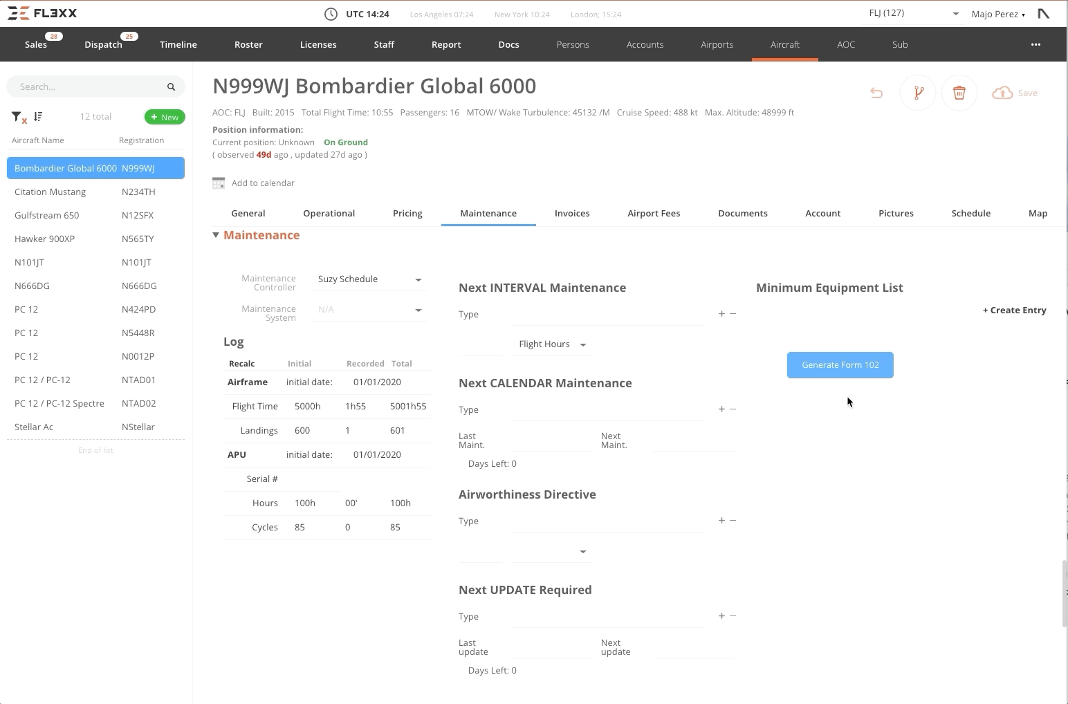 Aircraft Status Report