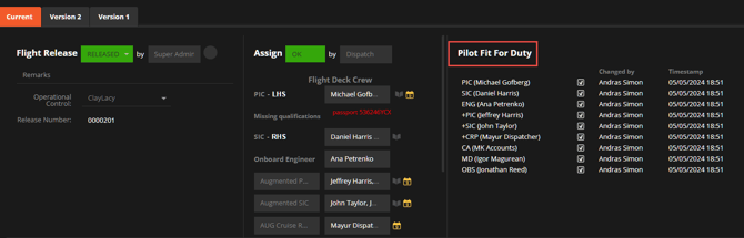 Pilot Report Fit for Duty