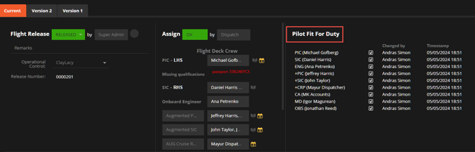 Pilot Report Fit for Duty