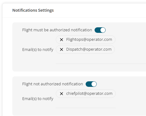 Adding the Notification Settings to FRAT