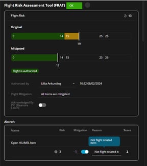 FL3XX FRAT Flight Risk Assessment Tool