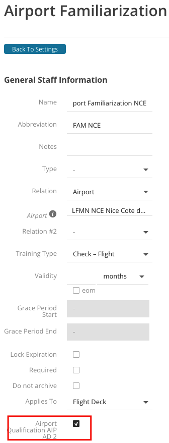 Airport Qualification Warnings