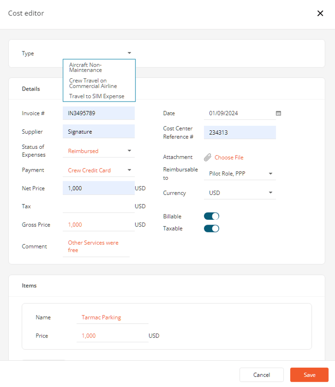 The Web app Expenses