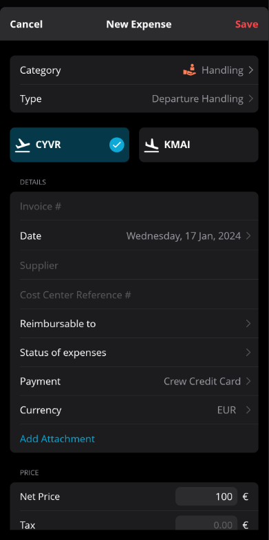 The Crew App Expenses