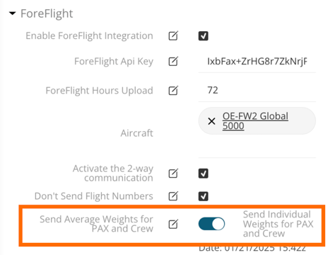 ForeFlight: Send Individual Passenger and Crew Weights