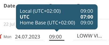 Time tooltip in Sales page