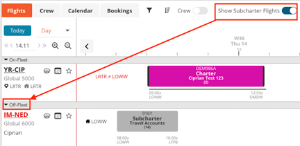 Show Subcharter Flights