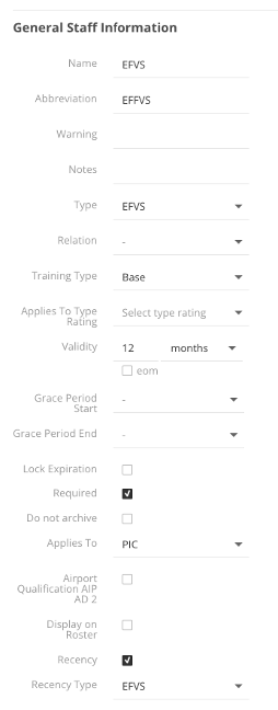 Set Up EFVS in the Qualifications Tree