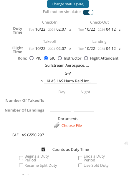 SIM type roster data (flight time and type) can be also uploaded to Wyvern subject to SIM setup. Reqjured data: Role, Flight Time, A/C Model, Type Rating.