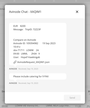 Avinode Instant Chat popup