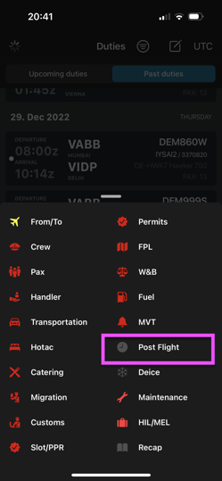 Adding post-flight Data