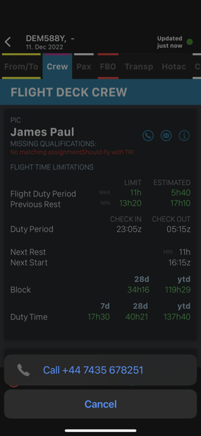 crew app - fligth details