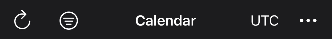 Calendar page, header bar (Crew/Dispatch app)