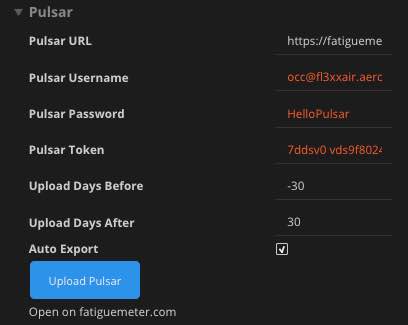 Upload Pulsar (blue button)