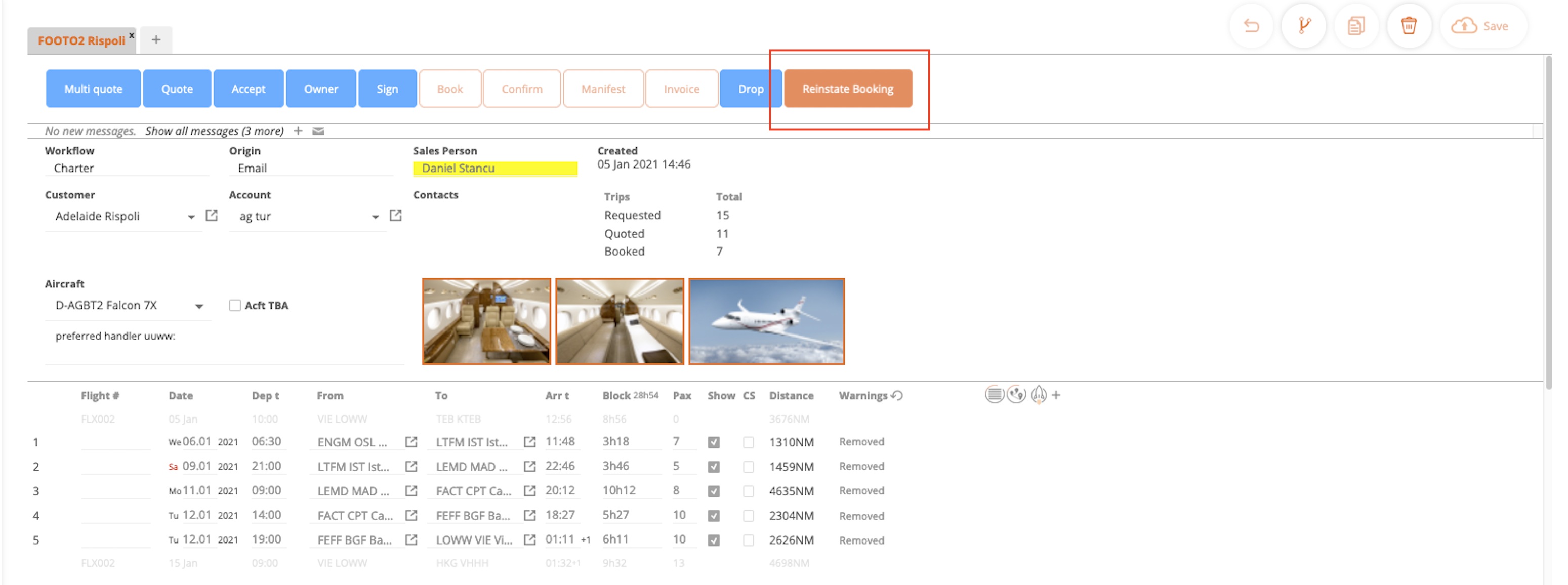 Reinstating A Canceled or Lost Booking