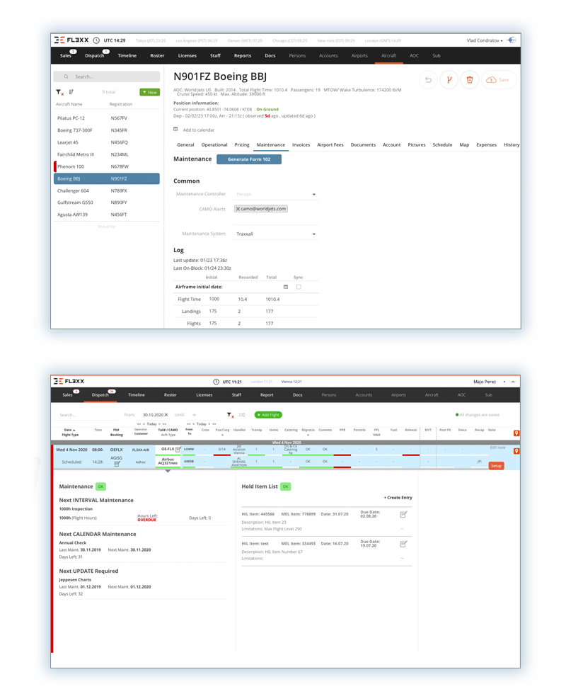 Maintenance Screens