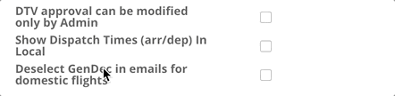 Deselect GenDec in emails for domestic flights