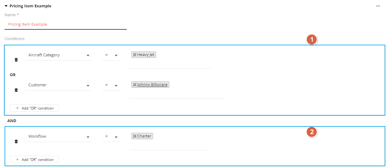Setting Conditions and Pricing Items