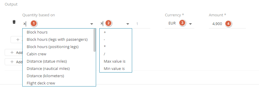 Defining Pricing Items Outputs