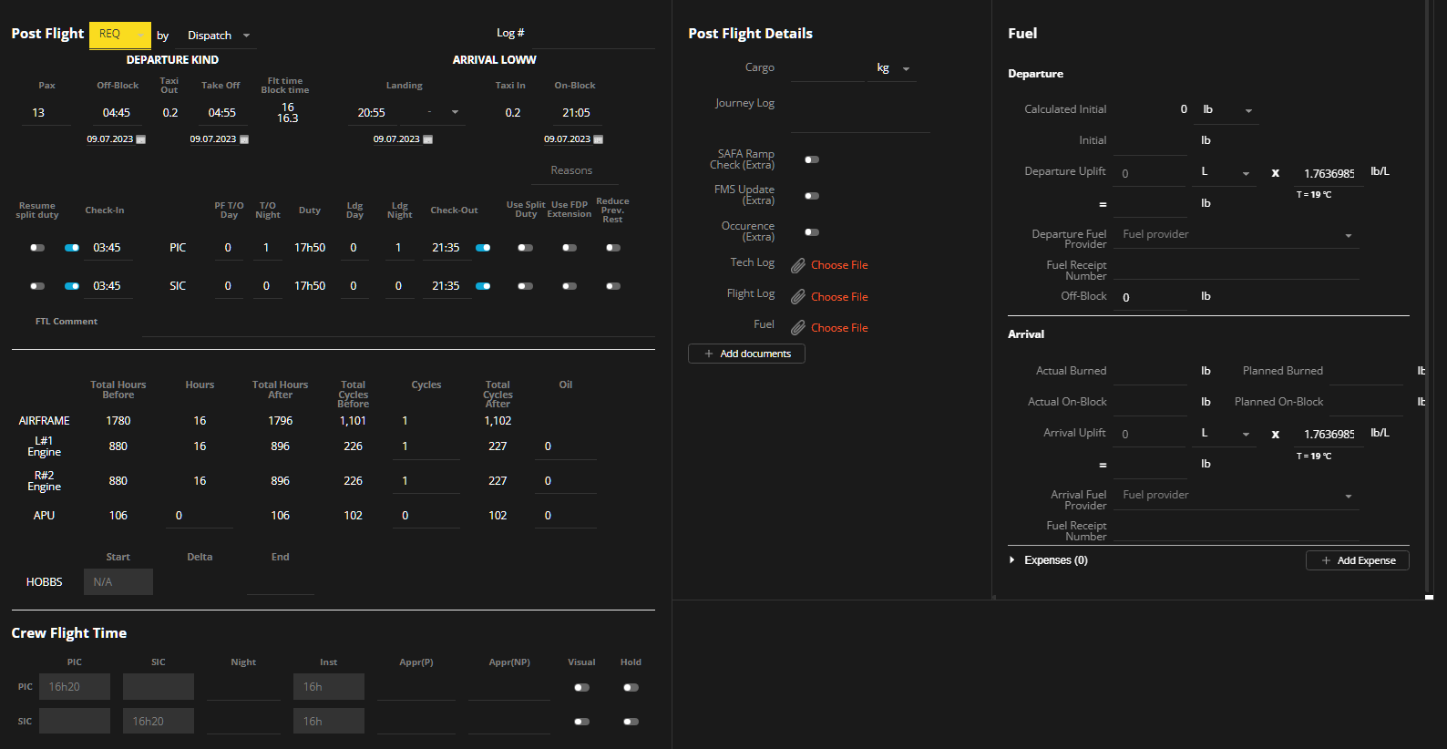 Dispatch | Electronic Flight Log and Maintenance Entry Tracking